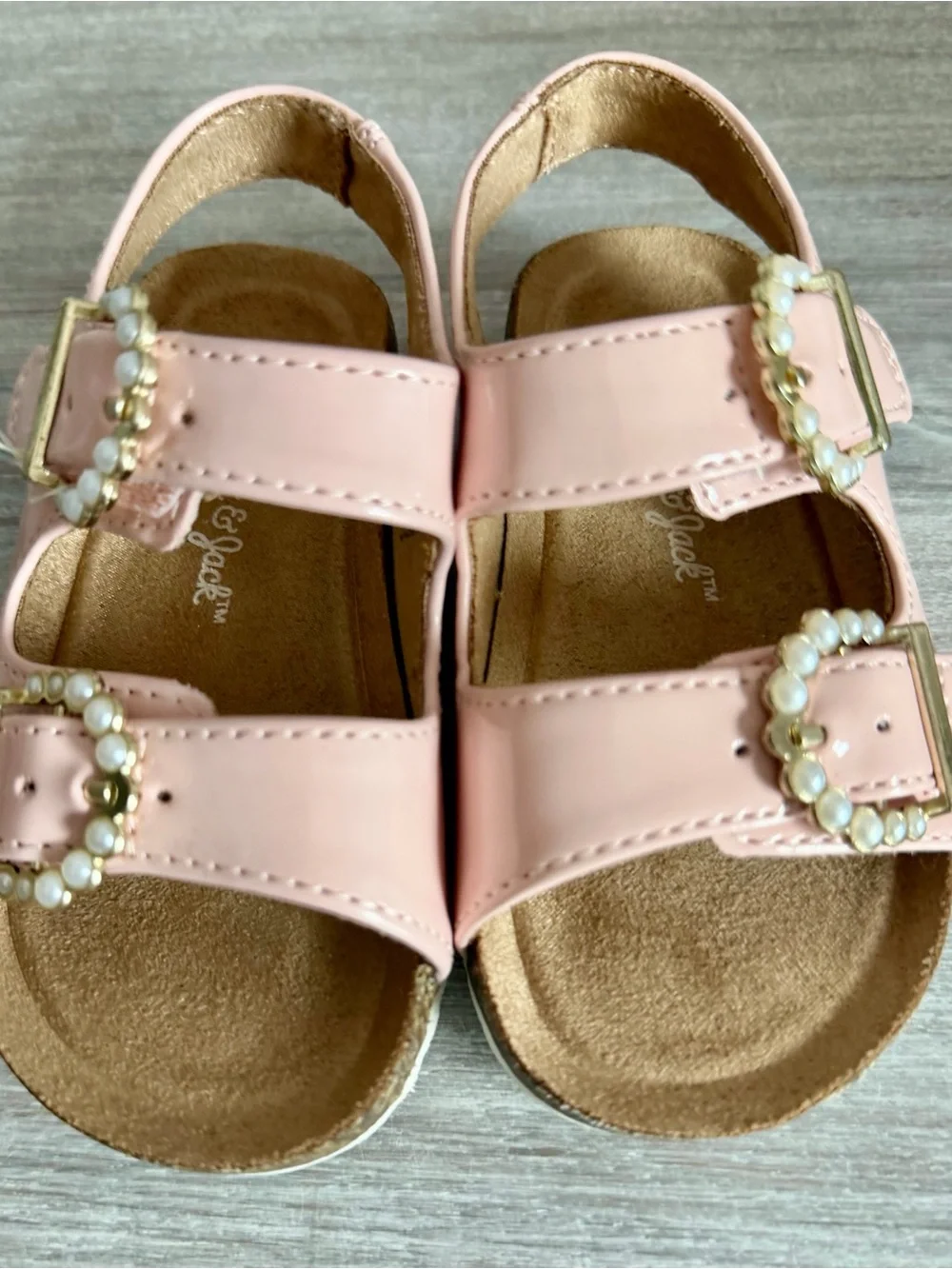Cat & Jack LittleGirl’s Blush Pink Pearl-Buckle Slide Slip-on Summer Sandals 5